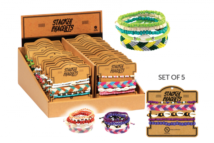 Woven Stacker Bracelets - Set of 5