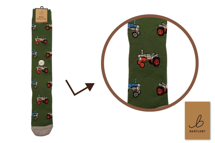 Mens Funky Welly Socks - Retro Tractor