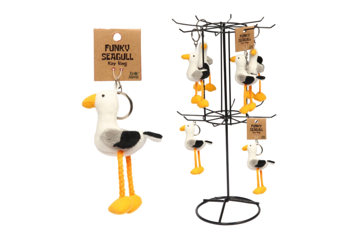 Funky Seagull Key Ring - On Display Stand
