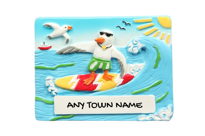 Surfing Seagull Magnet - Town Named