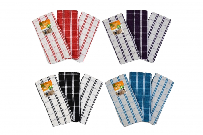 Tea Towels - Pack of 3, Large Check