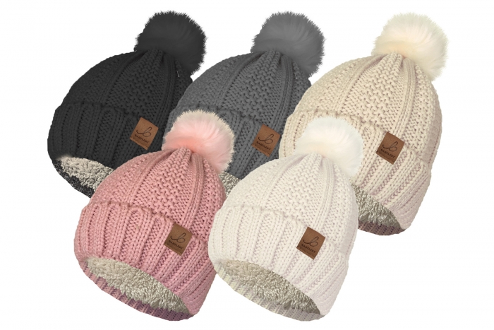 Ladies Chunky Knit Bobble Hat