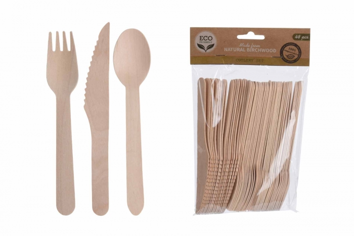 Bamboo Picnic Cutlery Set - 48 Pack