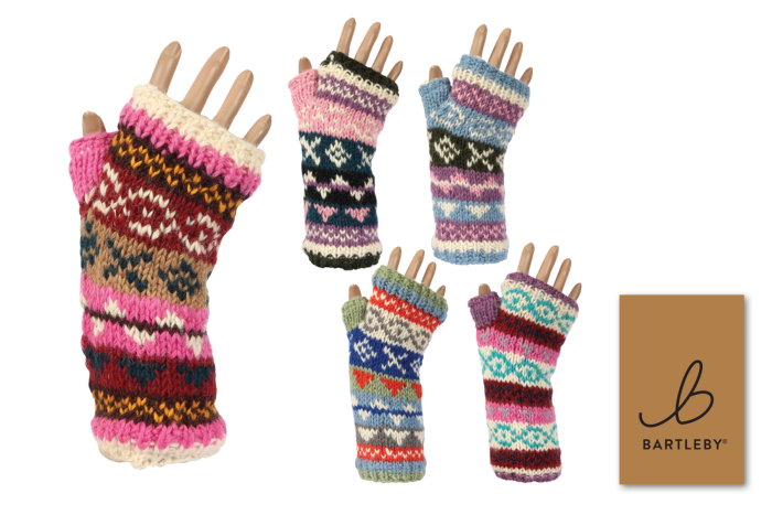 Ladies 'Sherpa Lined' Fingerless Tube Gloves