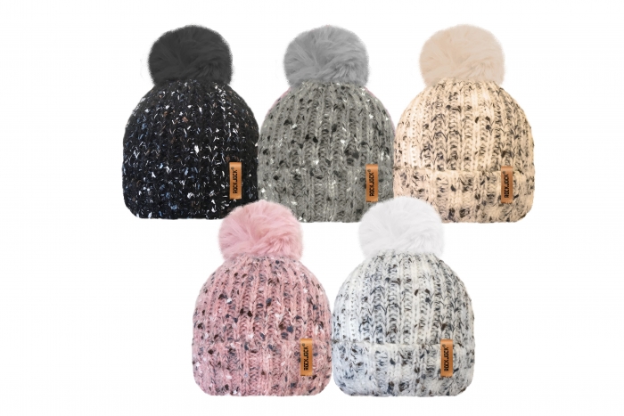Ladies Chunky Knit Speckled Yarn Hat