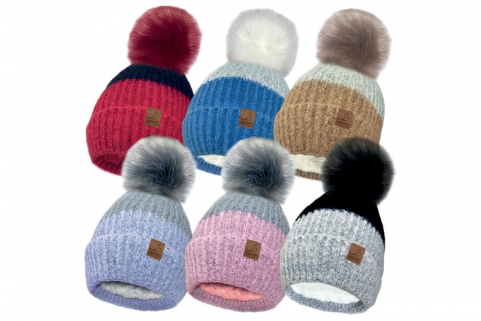 Ladies 2 Tone Bobble Hat