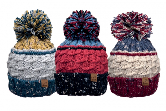 Unisex Chunky Knit Marl Bobble Hat