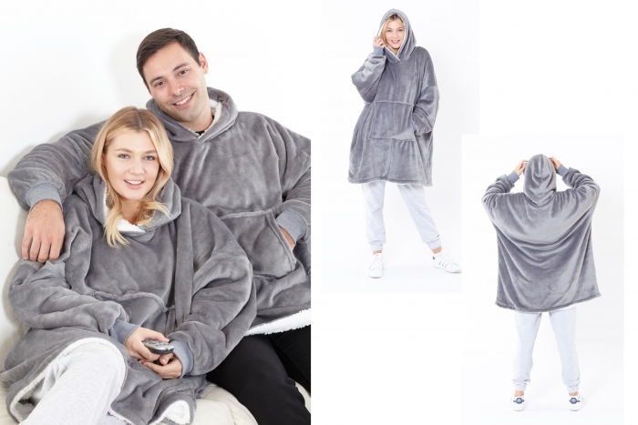 Deluxe Cosy Sherpa Hoodie - Grey