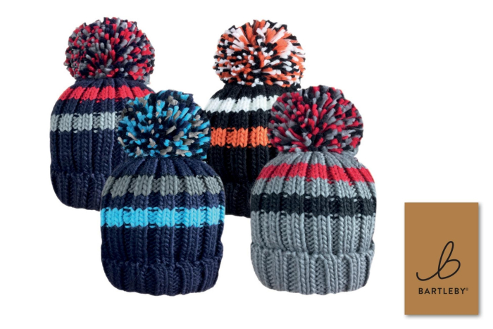 Boys Narrow Striped Bobble Hat 