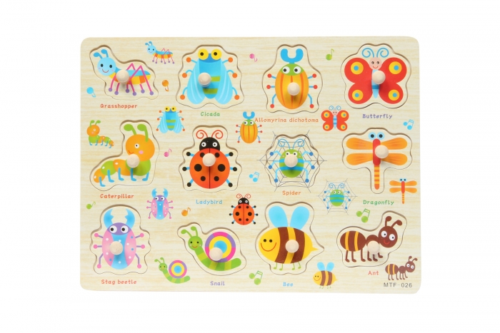 Wood Pull Out Puzzle - Insects