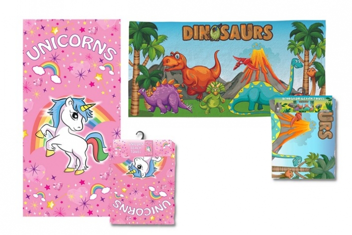 Beach Towel - Dino & Unicorn Designs