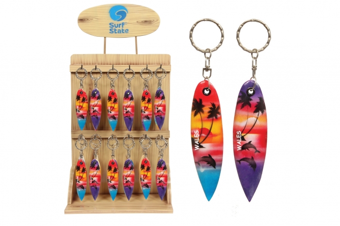 Surfboard Keyring On Stand - Wales
