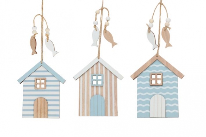 Hanging Wooden Beach Hut Plaque