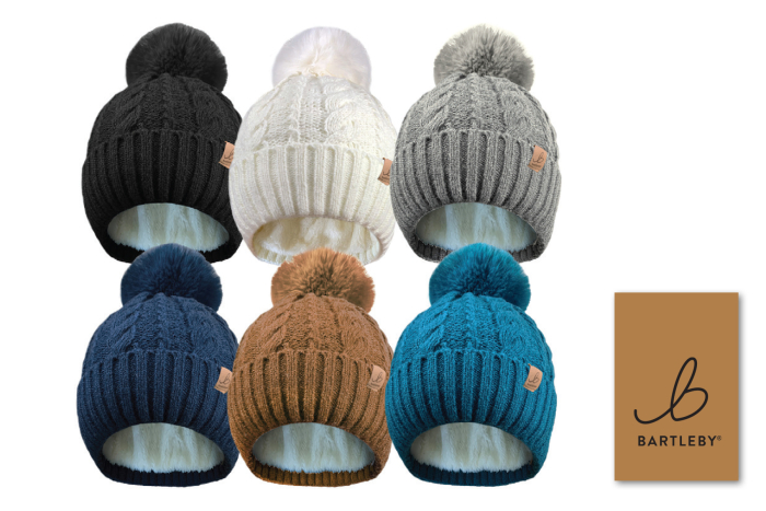 Sherpa Lined Cable Knit Bobble Hat - Otterdene Products