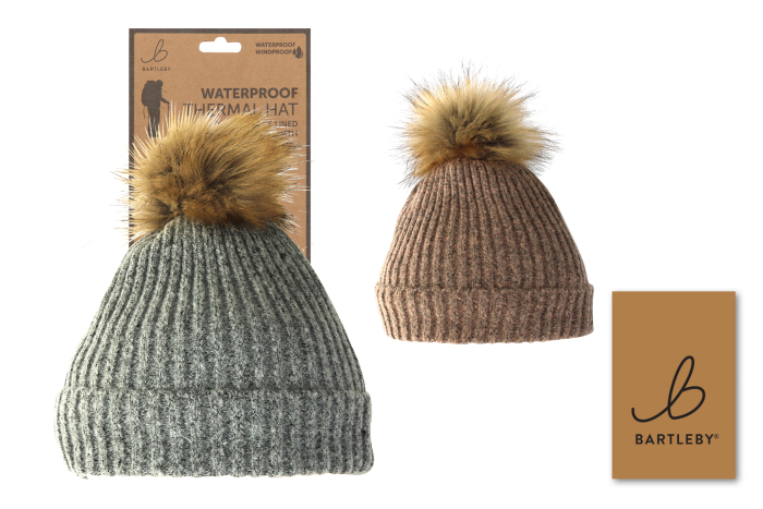 Ladies Waterproof Bobble Hat