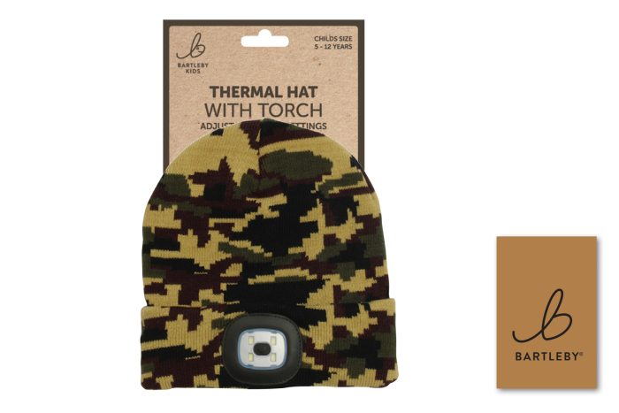 Childs Camouflage Hat With Led Light 