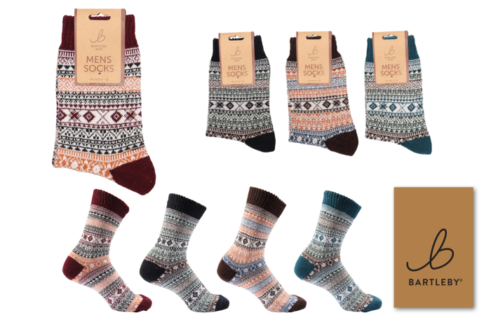 Mens Printed Socks - Natural Colours