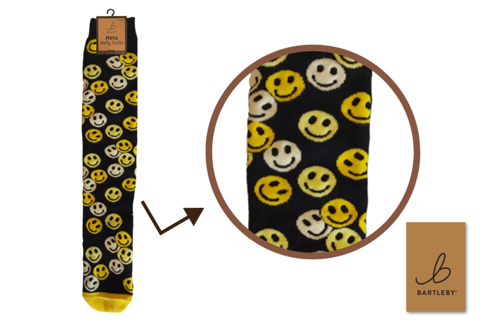 Mens Funky Welly Socks - Smiley Faces