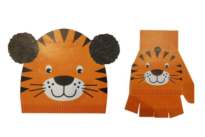 Childs Hat & Glove Set - Tiger