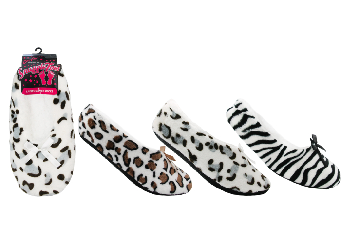 Ladies Animal Print Slipper Socks