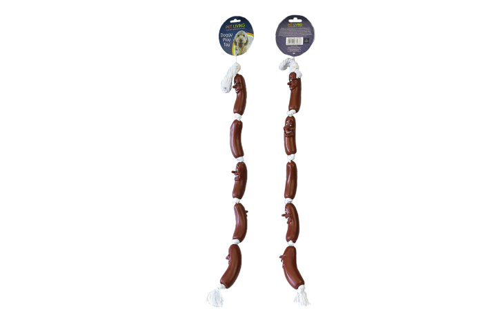 Dog Sausage Toy - On Rope