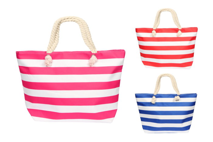 Rope Handle Striped Beach Bag