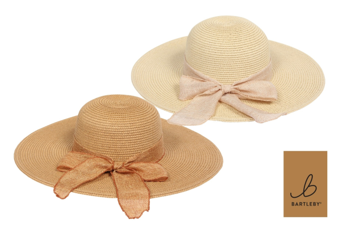 Ladies Wide Brim Hat with Natural Bow