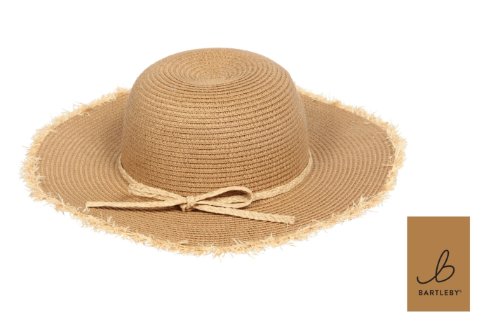 Ladies Frayed Edge Straw Hat