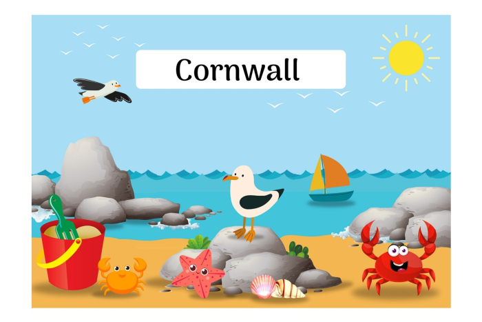 Seashore Souvenir Tea Towel - Cornwall