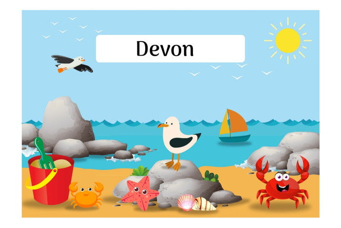 Seashore Souvenir Tea Towel - Devon