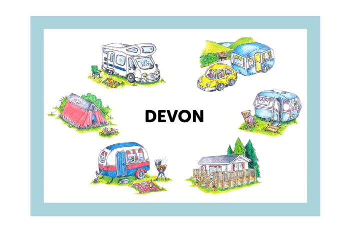 Caravan Souvenir Tea Towel - Devon