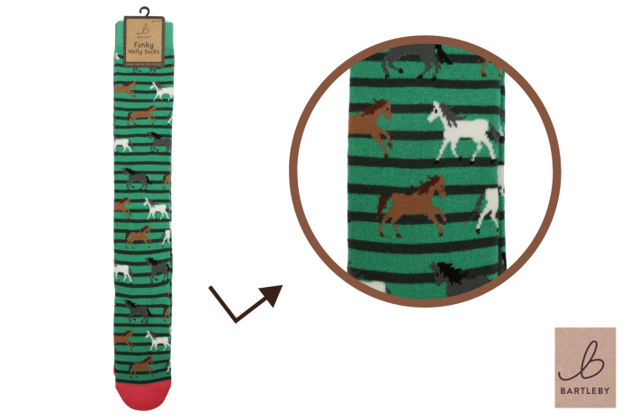Funky Welly Socks - Galloping Horses, NEW