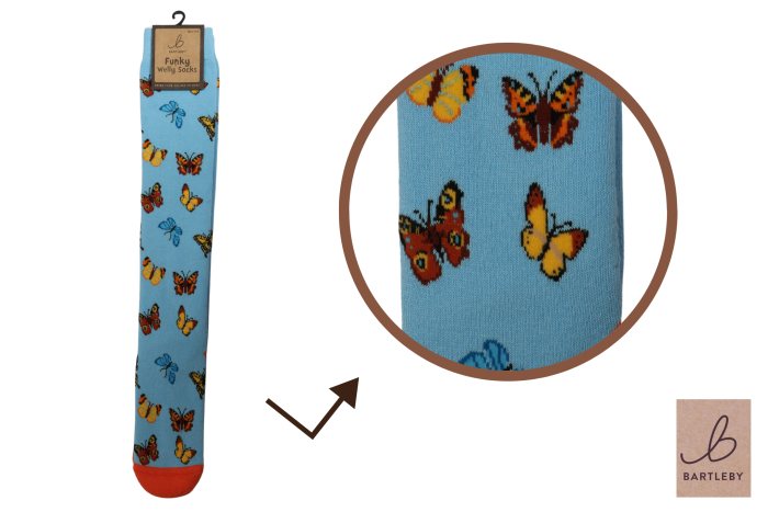 Funky Welly Socks - Colourful Butterfly 