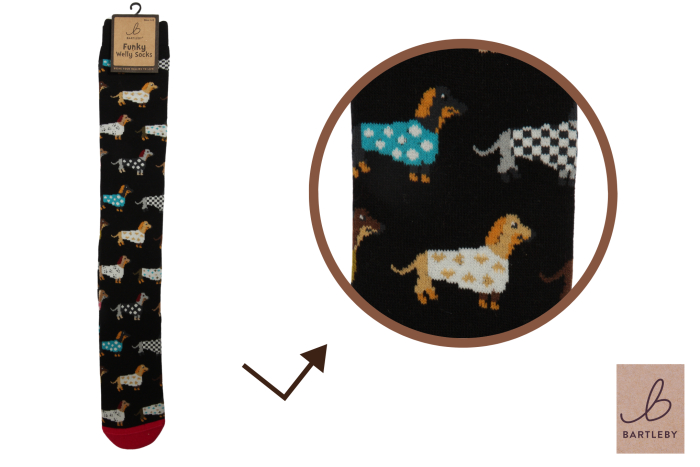 Funky Welly Socks - Trendy Dachshunds 