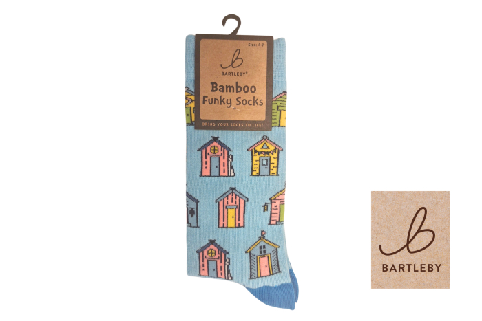Ladies Funky Bamboo Socks - Beach Huts 
