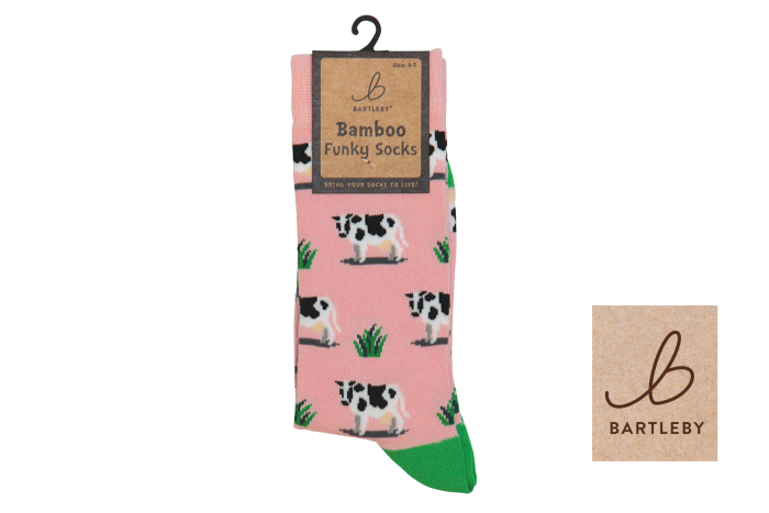 Ladies Funky Bamboo Socks - Grazing Cow 