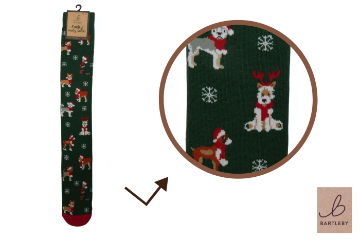 Funky Welly Socks - Xmas Dogs