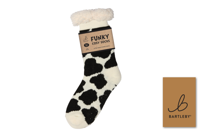 Ladies Sherpa Socks - Cow Patch