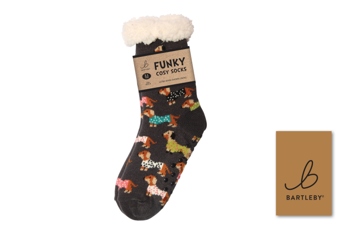 Ladies Sherpa Socks - Trendy Sausage Dogs