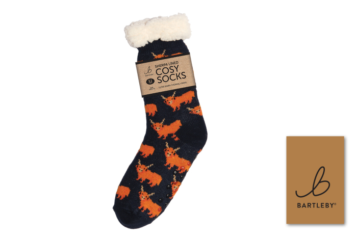 Mens Sherpa Socks - Highland Cow