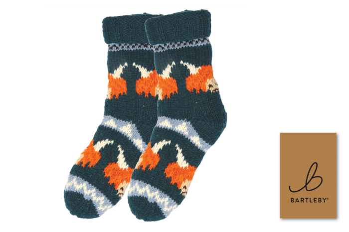 Long Wool Knit Socks - Highland Cow