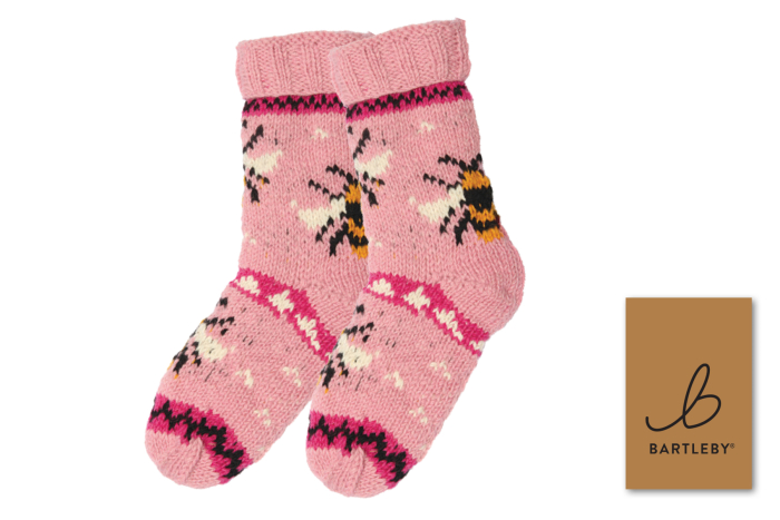 Long Wool Knit Socks - Bees