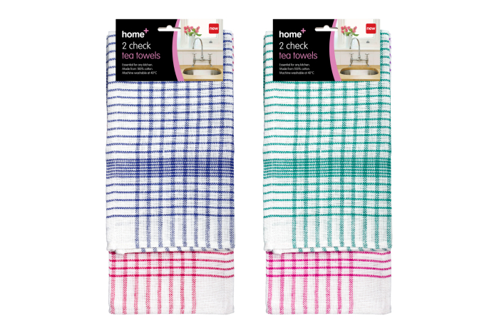 Tea Towels, Check - 2 Pack 