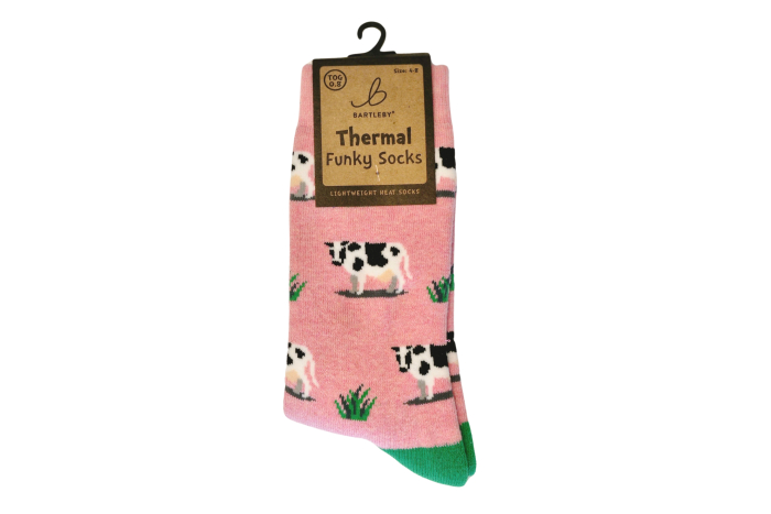 Funky Thermal Socks - Grazing Cow