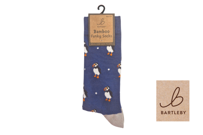 Mens Funky Bamboo Socks - Puffy Puffin