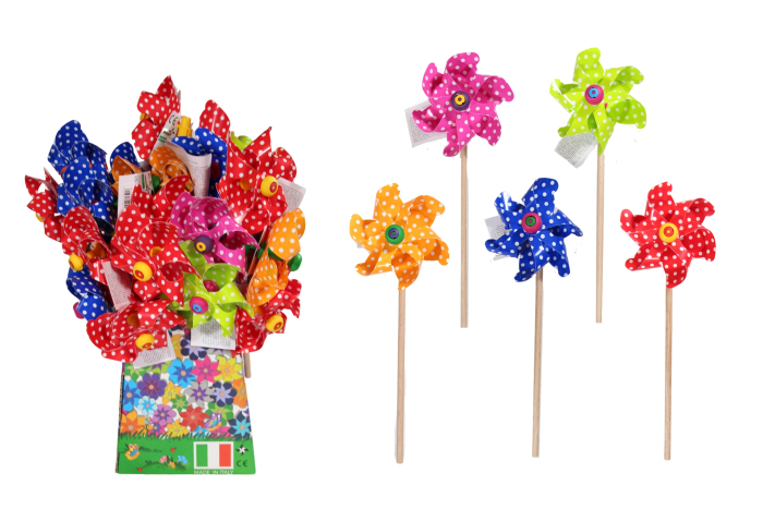 Small  Eco Wood Windmill, Coloured, In Display