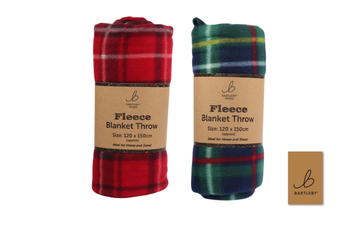 Travel Fleece Blanket Throw, 2 Assorted