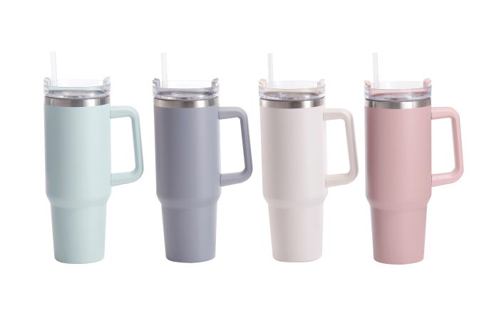 Metal Drinking Cup, with Straw - 1200ml