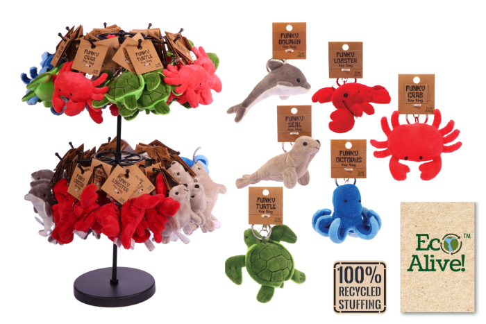 Sealife Plush Keyring - Eco Alive™, Assorted