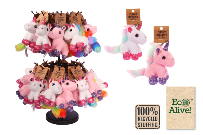 Unicorn Plush Keyring - Eco Alive™, Assorted